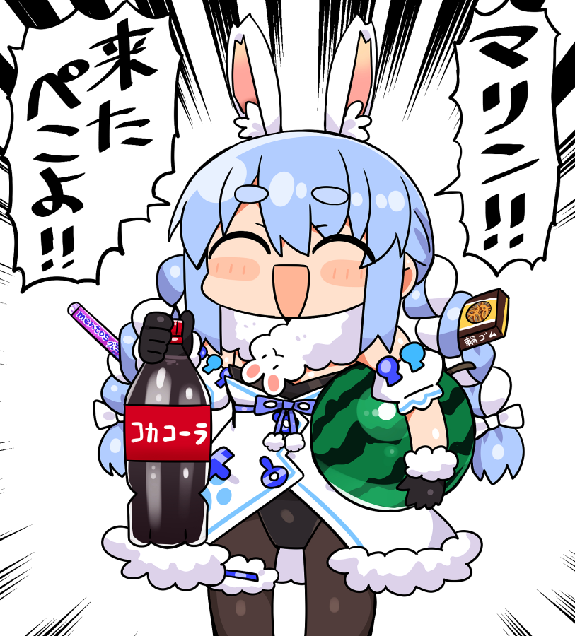 usada pekora and don-chan (hololive) drawn by kanikama