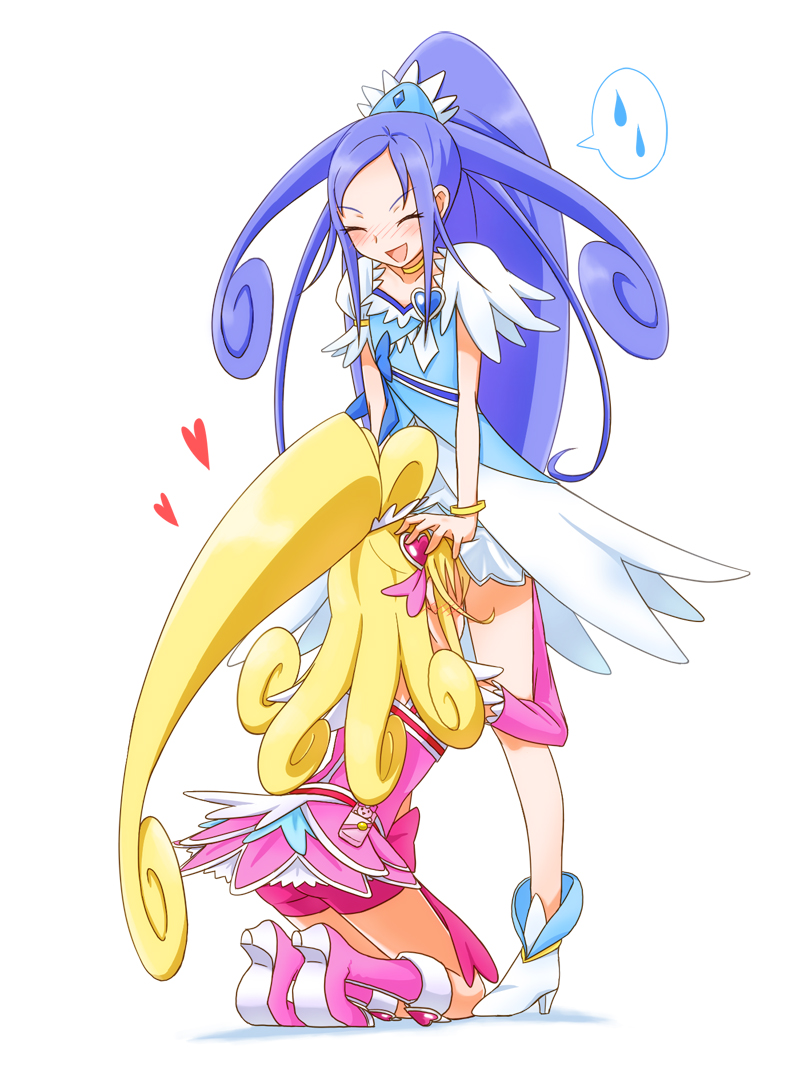 hishikawa rikka, aida mana, cure heart, and cure diamond (precure and 1 more) drawn by minu