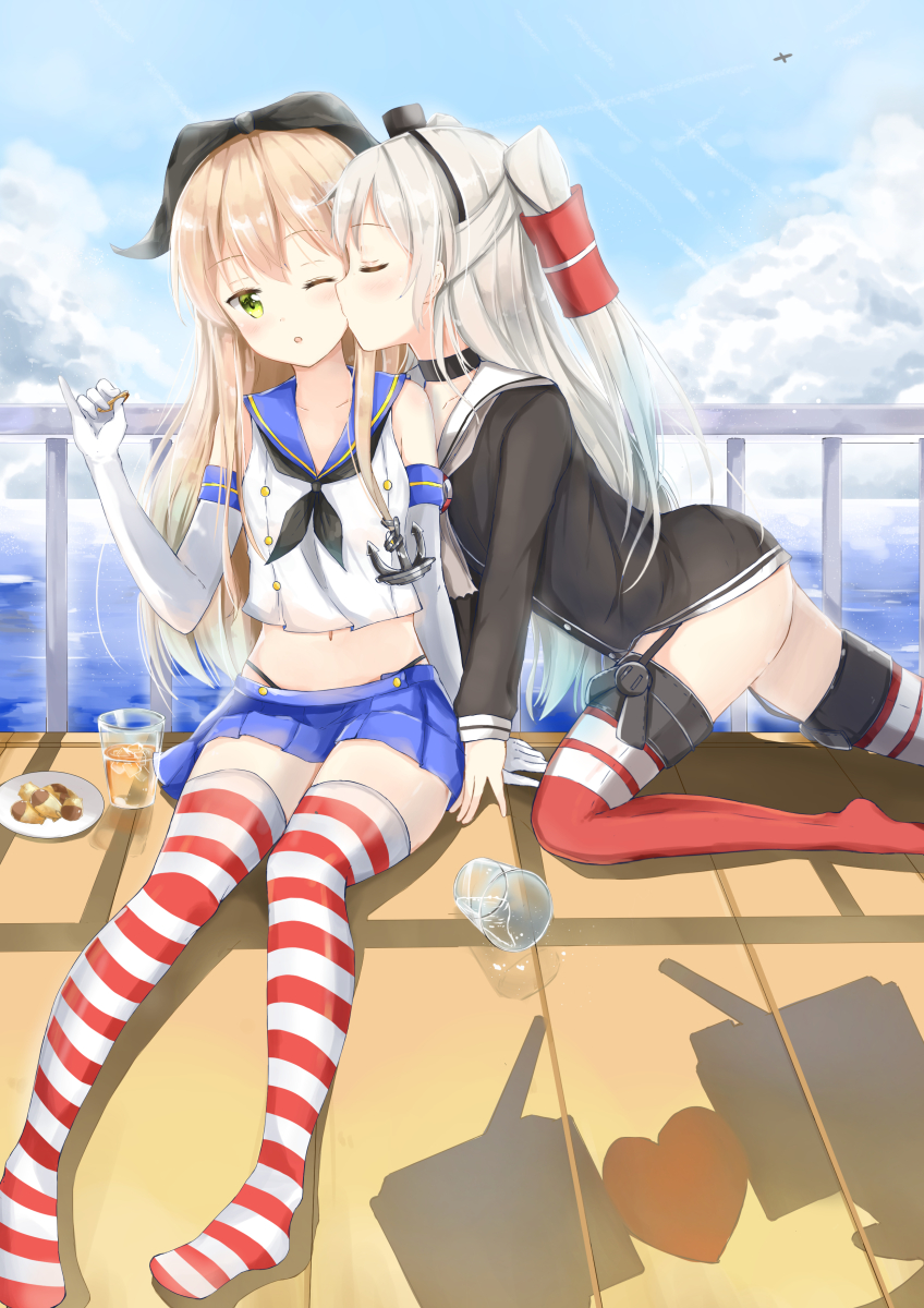 shimakaze, amatsukaze, rensouhou-chan, and rensouhou-kun (kantai collection) drawn by konka