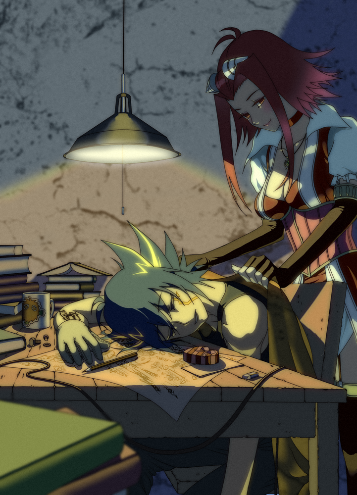 fudo yusei, izayoi aki, and kuriboh (yu-gi-oh! and 1 more) drawn by oomii_(f.style)