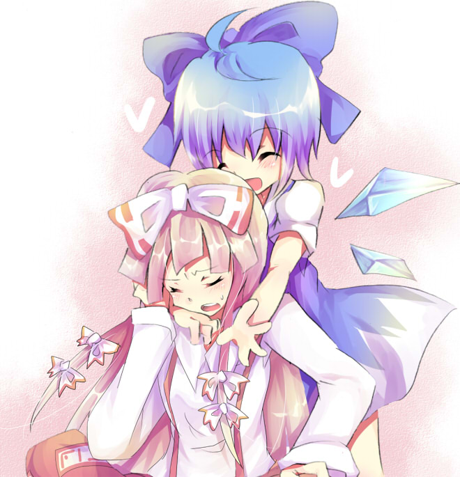 cirno and fujiwara no mokou (touhou) drawn by rarami