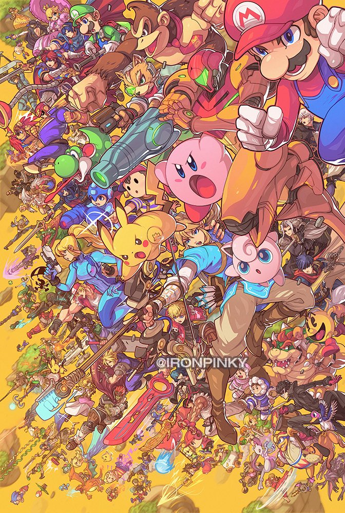 link, inkling player character, pikachu, princess zelda, inkling girl, and 93 more (pokemon and 65 more) drawn by edwin_huang