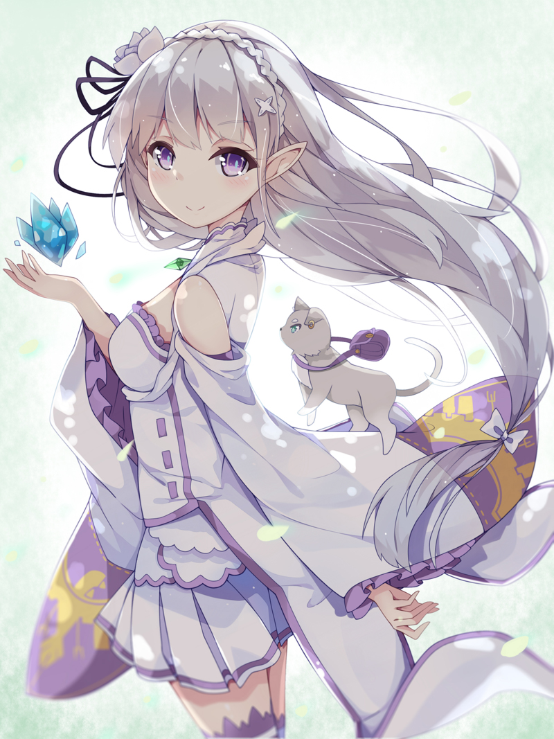 emilia and puck (re:zero kara hajimeru isekai seikatsu) drawn by dango_remi