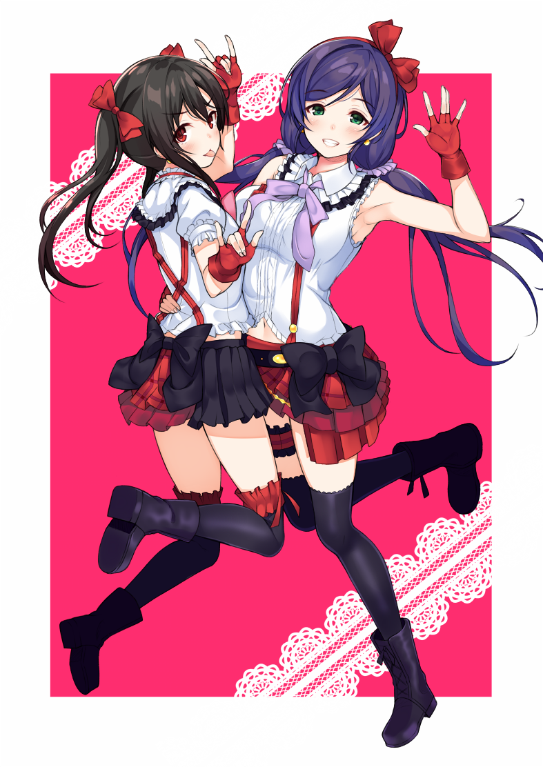 tojo nozomi and yazawa nico (love live! and 1 more) drawn by ponkotsu_(ayarosu)