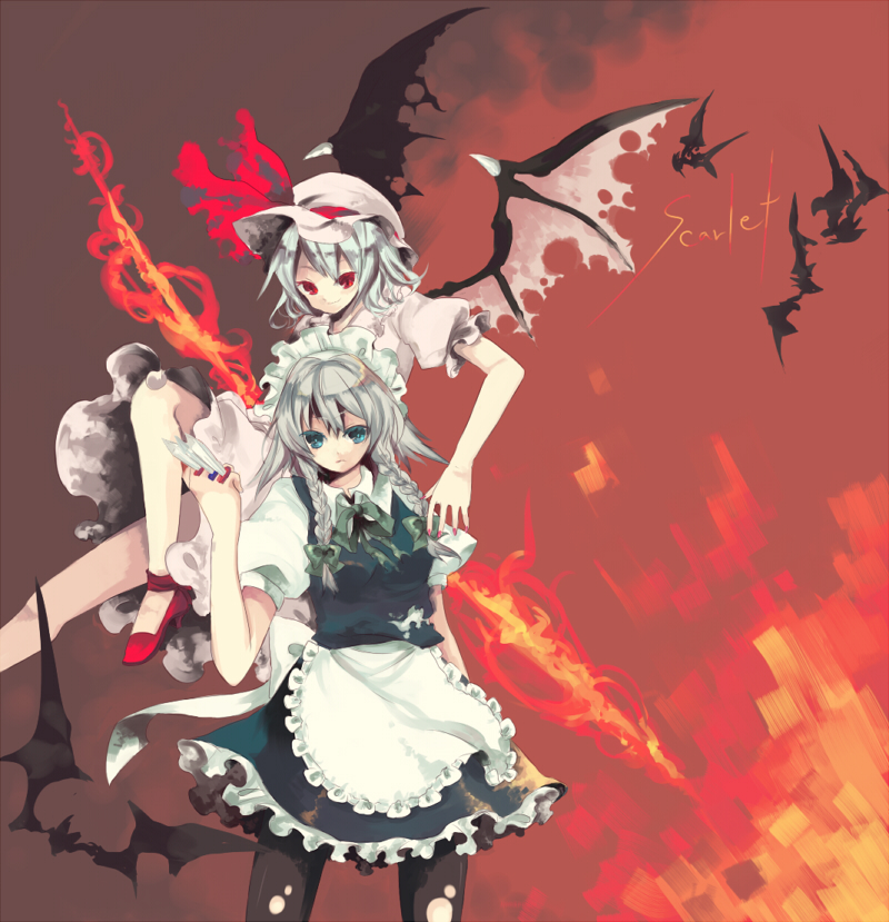 remilia scarlet and izayoi sakuya (touhou) drawn by shiina_aya