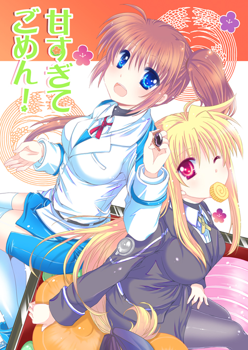fate testarossa and takamachi nanoha (lyrical nanoha and 1 more) drawn by mekimeki