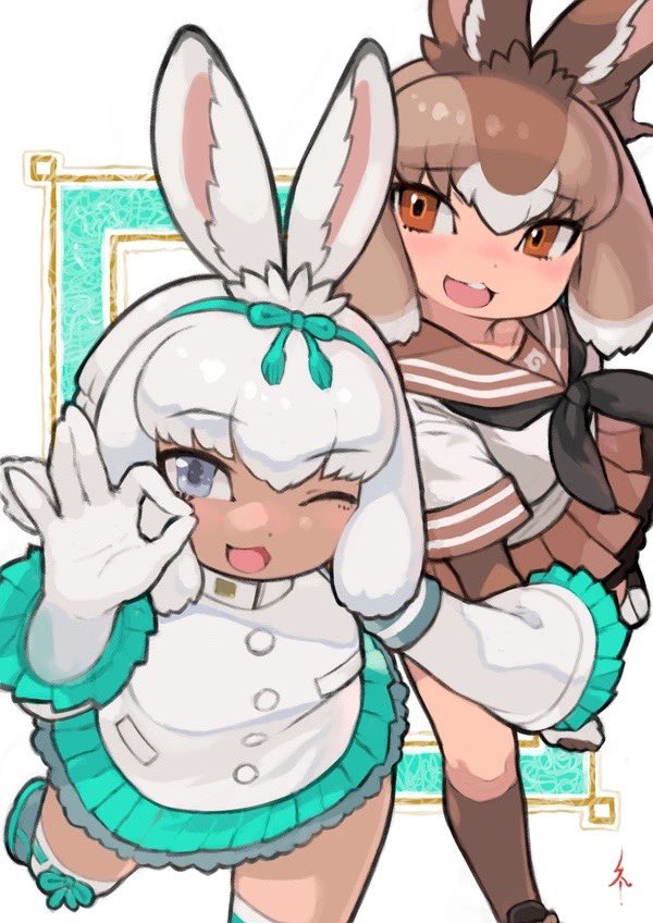 tsukuyomi shinshi and japanese hare (kemono friends) drawn by rinx