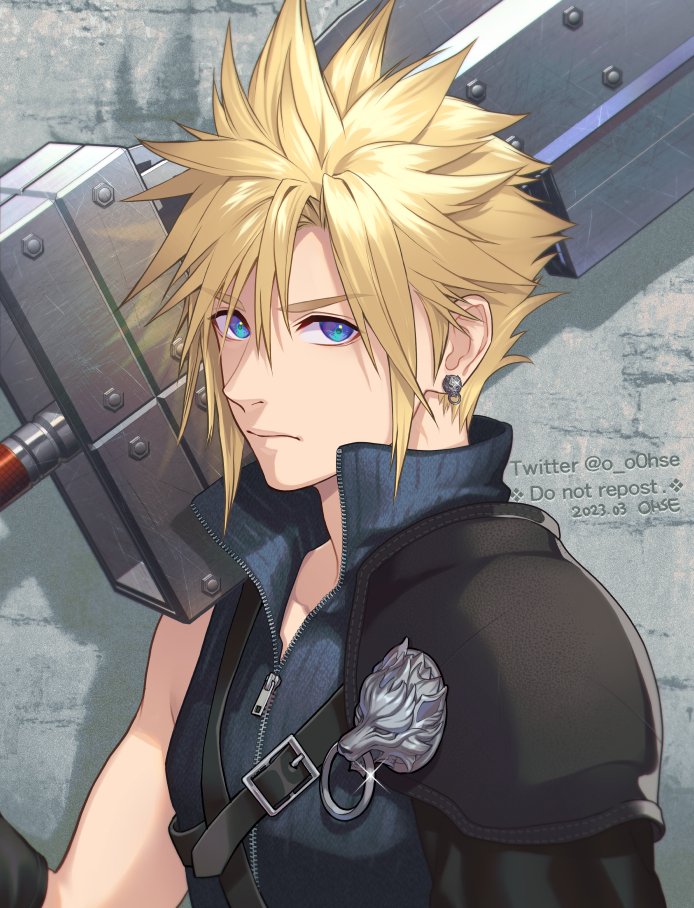 cloud strife (final fantasy and 2 more) drawn by ohse