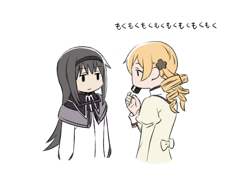 akemi homura and tomoe mami (mahou shoujo madoka magica) drawn by oda_takayuki
