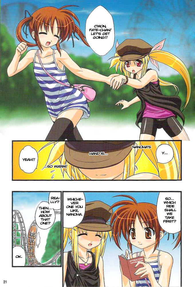fate testarossa and takamachi nanoha (lyrical nanoha and 1 more) drawn by kakitsubata_tsukune