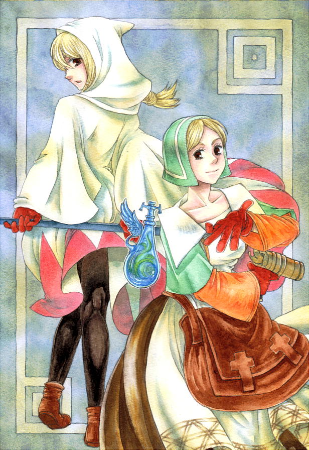 white mage and chemist (final fantasy and 1 more) drawn by kikimimi_612