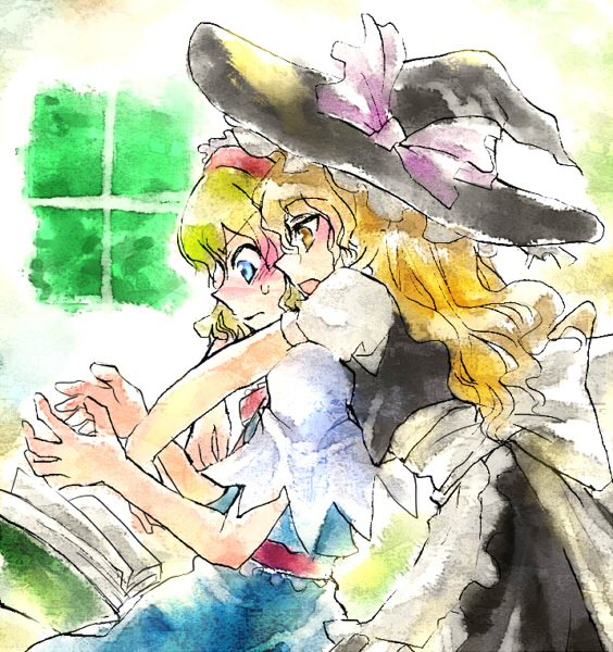 kirisame marisa and alice margatroid (touhou) drawn by queen_qko