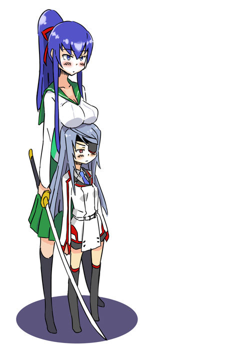 laura bodewig and busujima saeko (infinite stratos and 1 more) drawn by konjoe