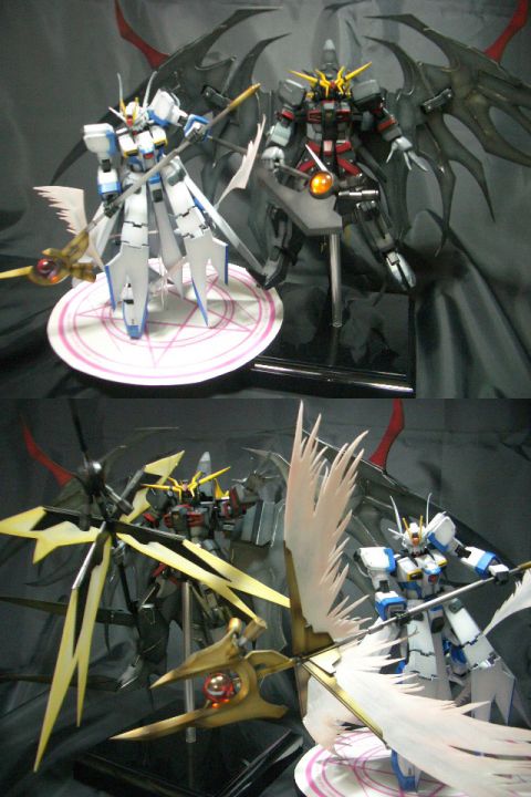 fate testarossa, takamachi nanoha, raising heart, and bardiche (gundam and 2 more)