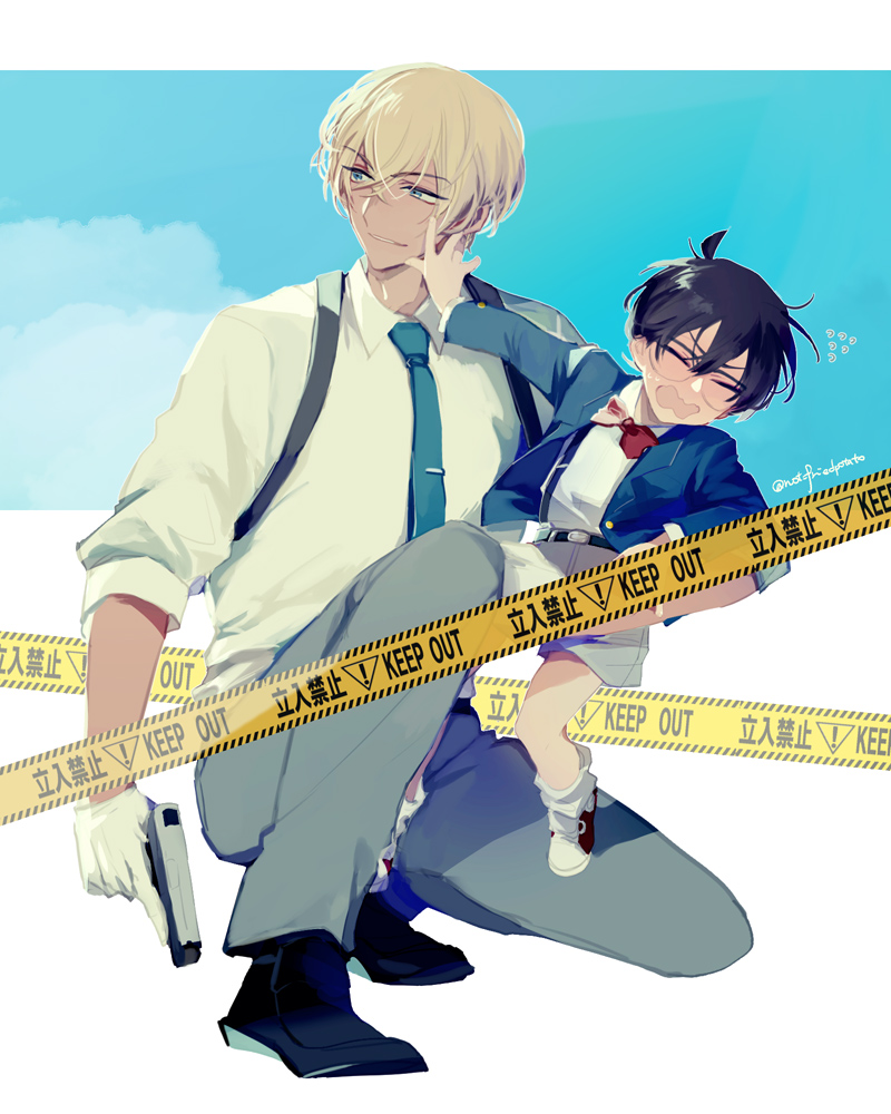 edogawa conan and amuro tooru (meitantei conan) drawn by jikei