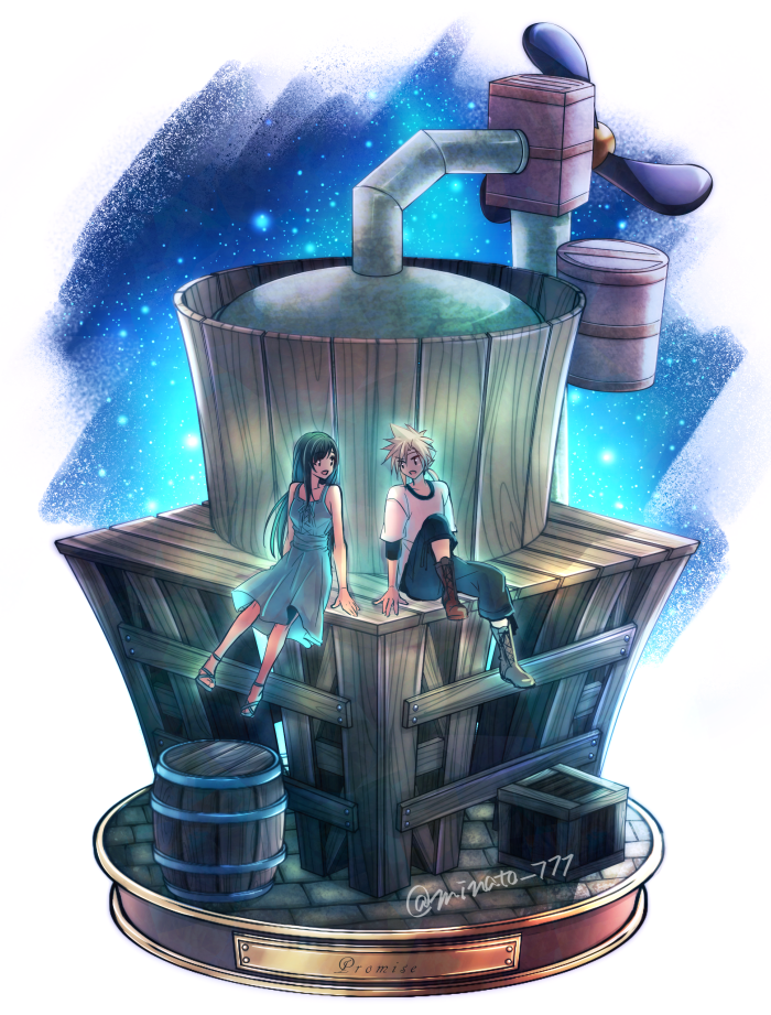 tifa lockhart and cloud strife (final fantasy and 2 more) drawn by minato_(ct_777)