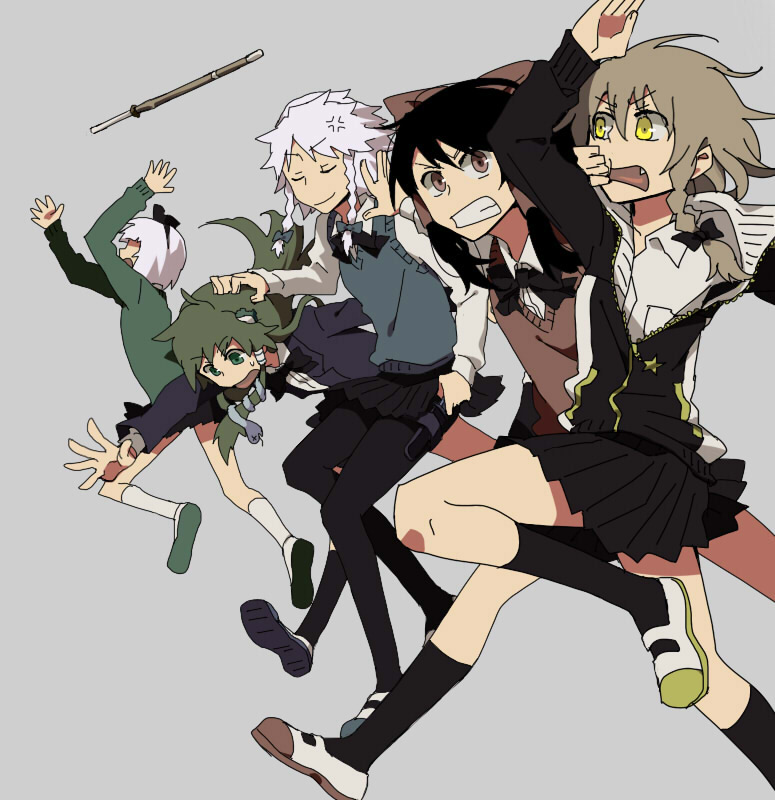 hakurei reimu, kirisame marisa, izayoi sakuya, kochiya sanae, and konpaku youmu (touhou) drawn by kuroda_(nanchara_flight)