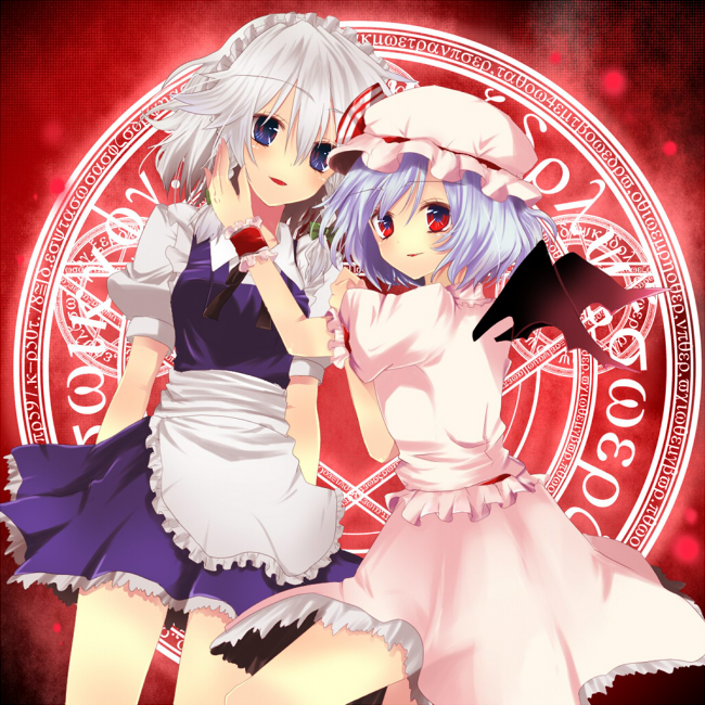 remilia scarlet and izayoi sakuya (touhou) drawn by kanaritu