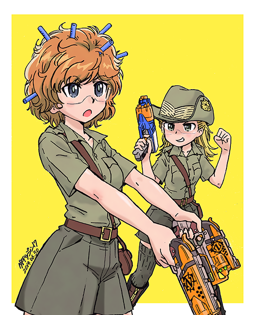 wallaby and kamonohashi (girls und panzer) drawn by ichinana_(dametetujin17)