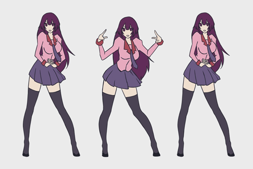 senjougahara hitagi (monogatari and 2 more) drawn by kuso_otoko