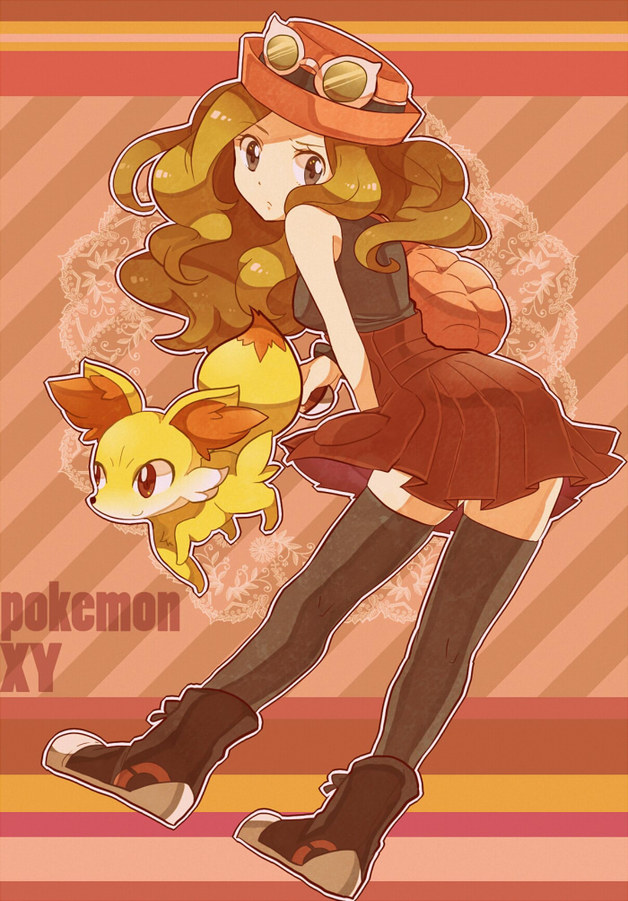 serena and fennekin (pokemon and 1 more) drawn by nago_celica