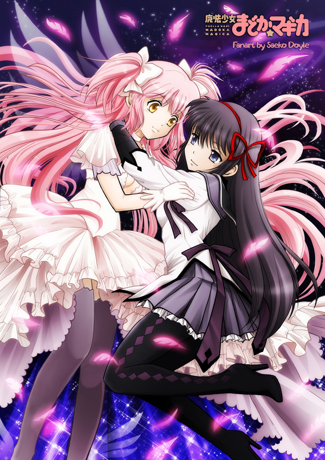 akemi homura, kaname madoka, and ultimate madoka (mahou shoujo madoka magica) drawn by saeko_doyle