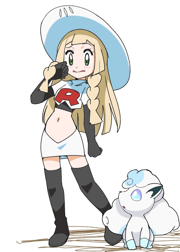 lillie, jessie, and alolan vulpix (pokemon and 1 more) drawn by hainchu