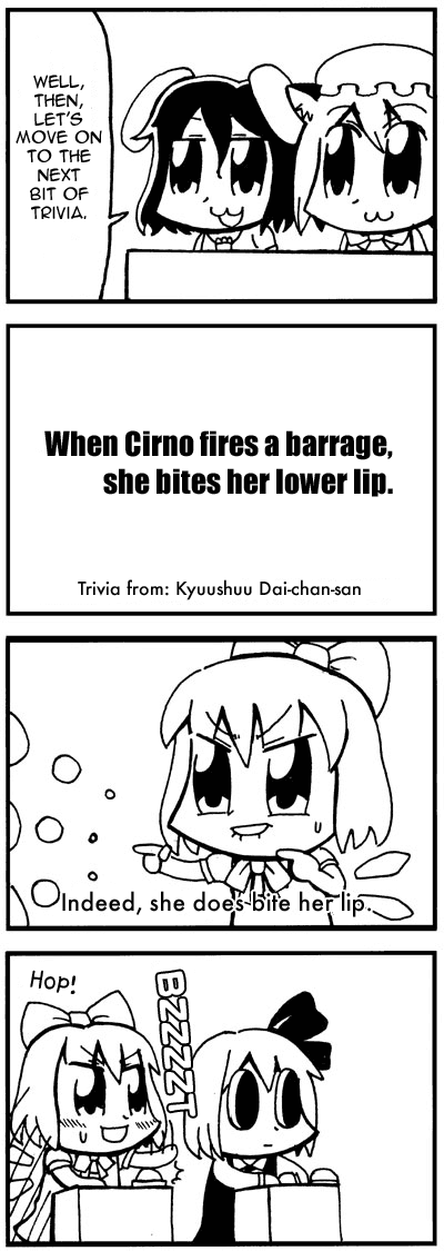 cirno, rumia, chen, and inaba tewi (touhou and 1 more) drawn by bkub
