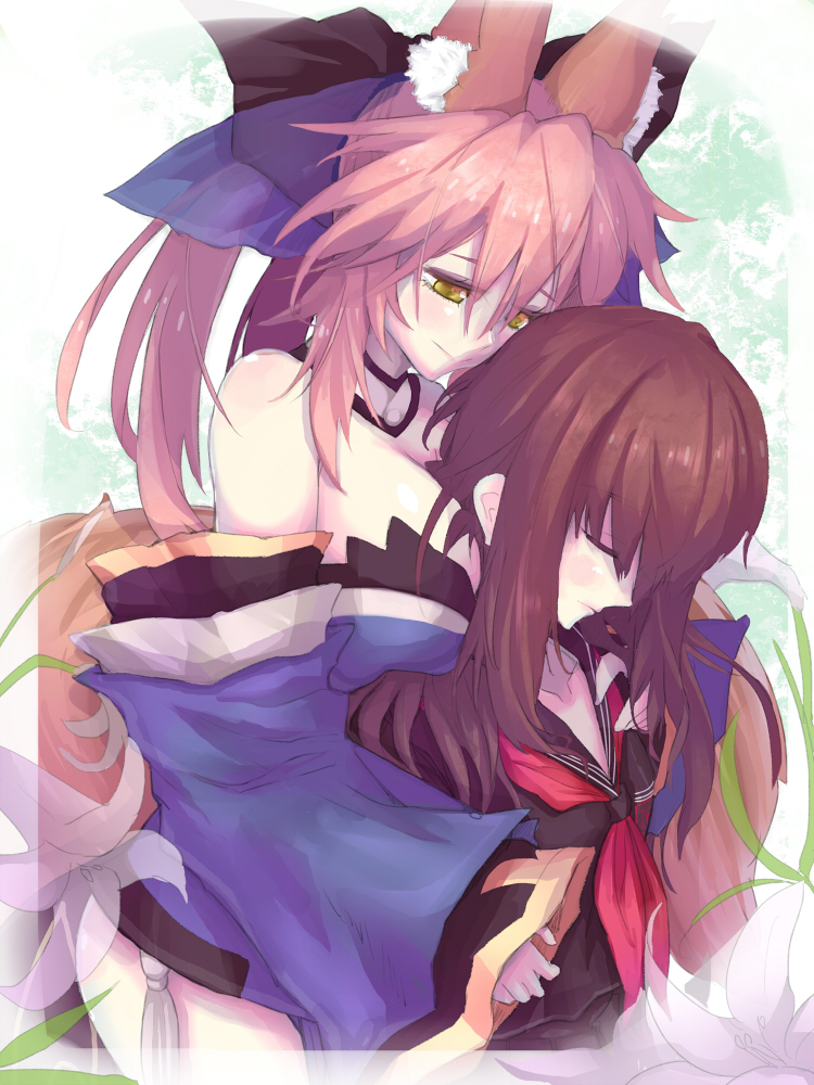 tamamo, tamamo no mae, and kishinami hakuno (fate and 2 more) drawn by yude