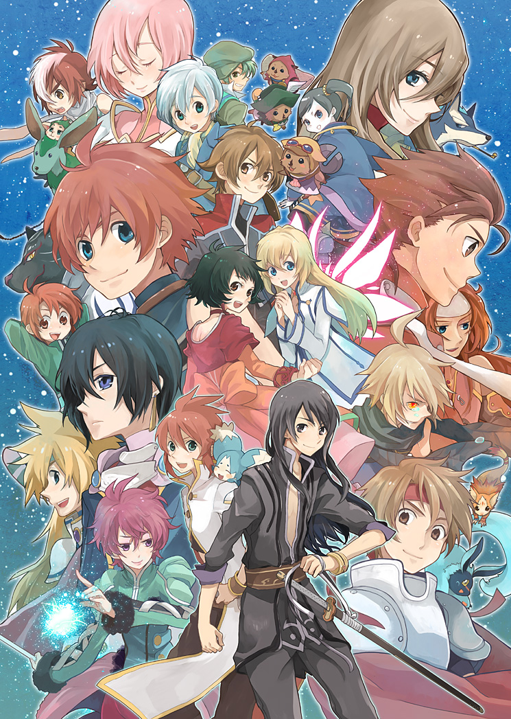 yuri lowell, estellise sidos heurassein, tear grants, luke fon fabre, colette brunel, and 19 more (tales of and 13 more) drawn by hama_(sleeps)