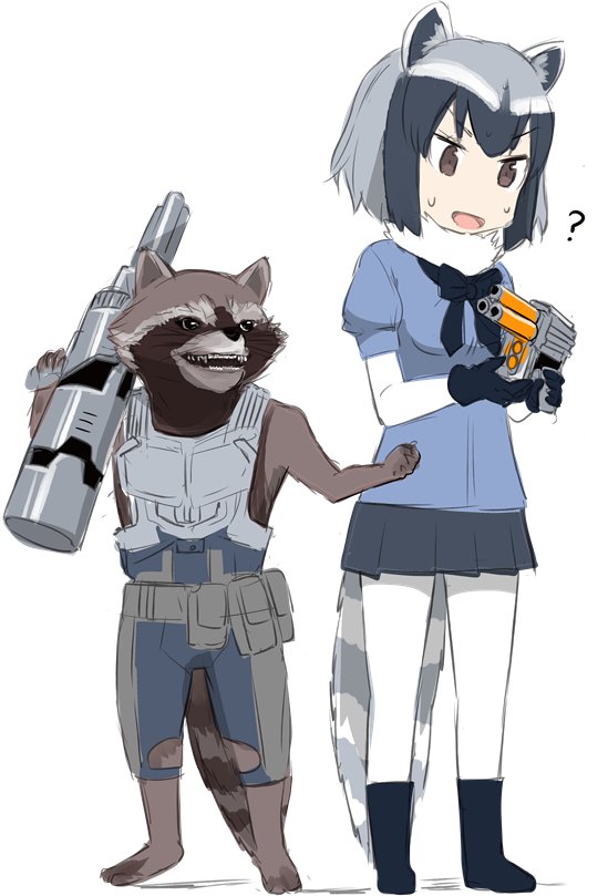common raccoon and rocket raccoon (kemono friends and 3 more) drawn by gotyou