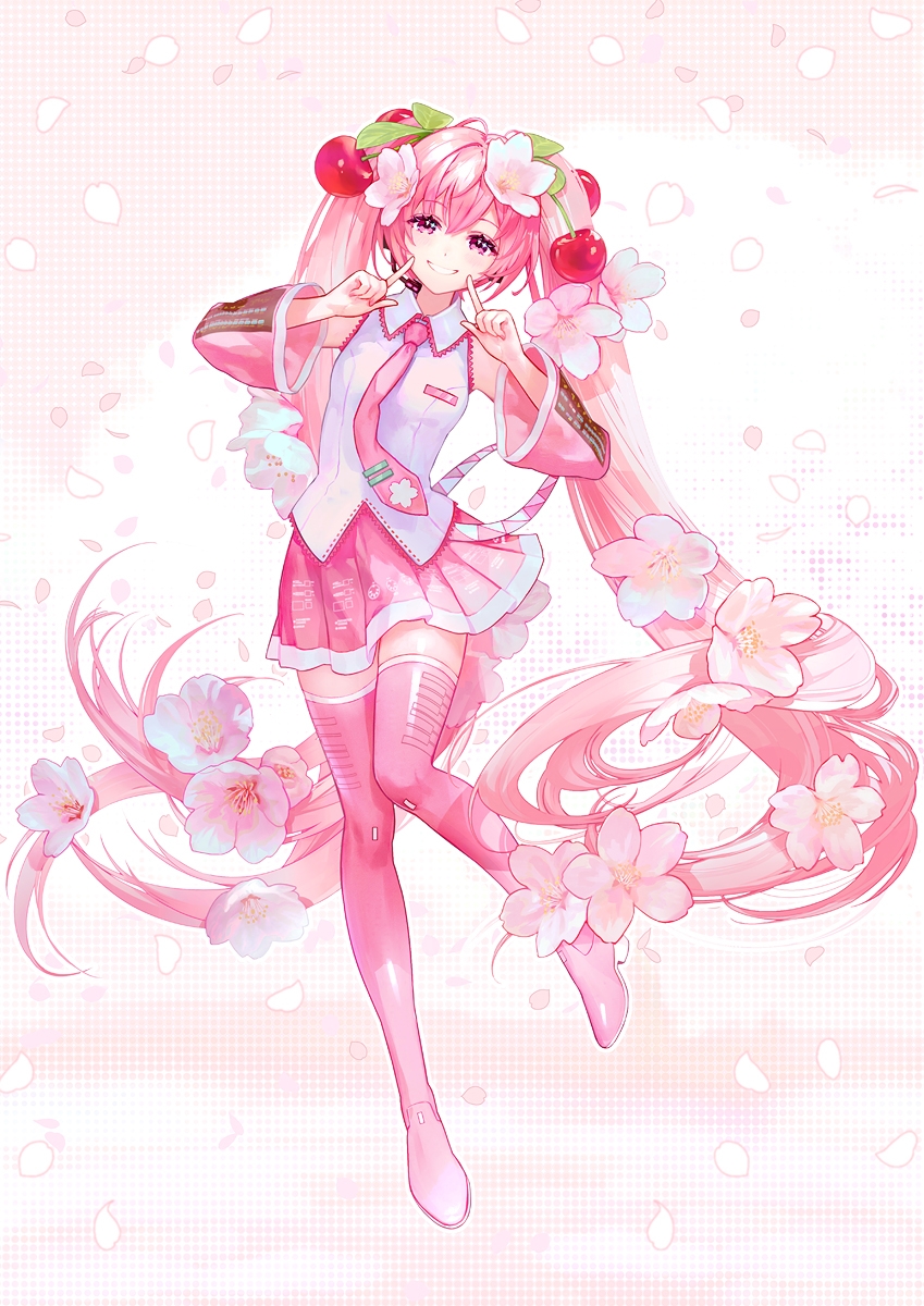 hatsune miku and sakura miku (vocaloid) drawn by shutsuri