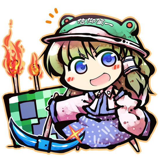 kochiya sanae, creeper, and rana (touhou and 1 more) drawn by okome_(kome_kuma)