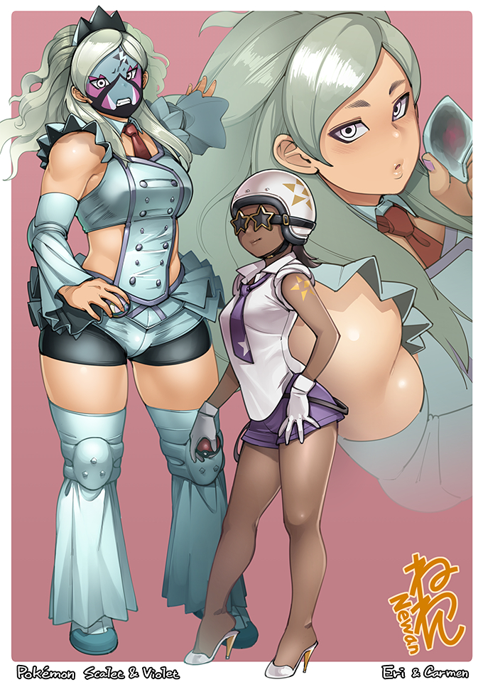 eri, team star grunt, and carmen (pokemon and 1 more) drawn by neone