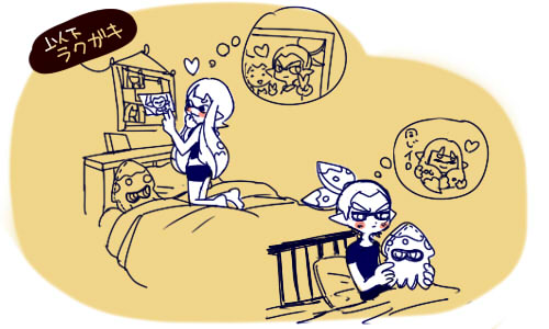 inkling player character, inkling girl, and inkling boy (splatoon and 1 more) drawn by myonmyon_(hama_natu)