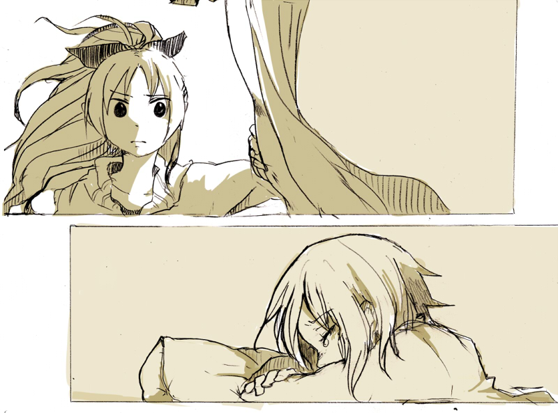 miki sayaka and sakura kyoko (mahou shoujo madoka magica) drawn by uzaki_(jiro)