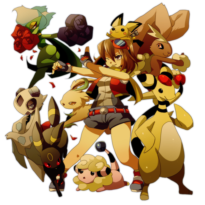 umbreon, lopunny, leafeon, pichu, ampharos, and 5 more (pokemon and 2 more) drawn by hcsb