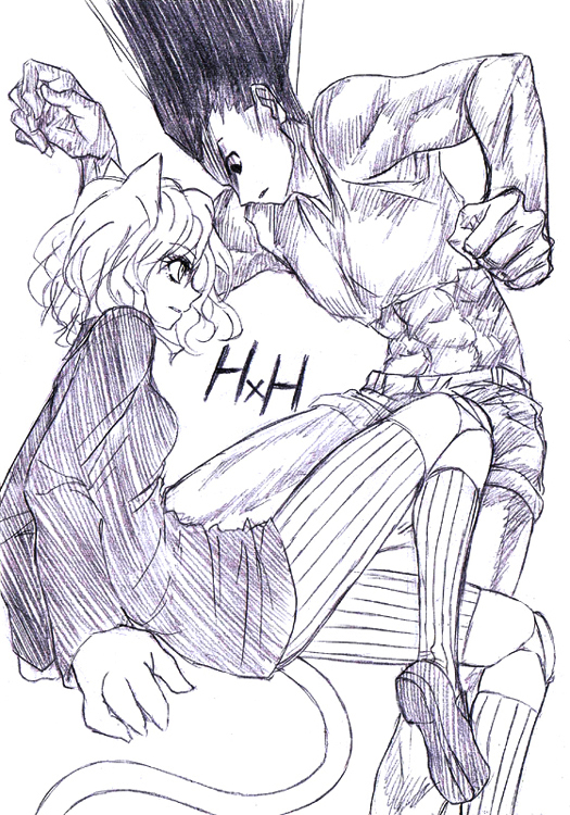 gon freecss and neferpitou (hunter x hunter) drawn by watarui