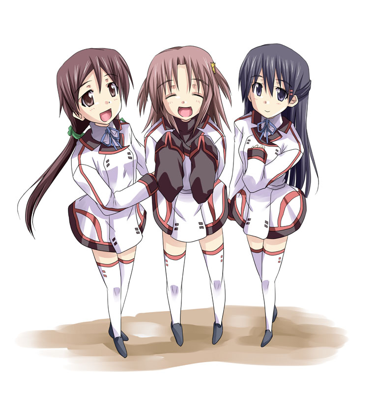 nohotoke honne, tanimoto yuzu, and yorutake sayuka (infinite stratos) drawn by mister_(black_and_white)