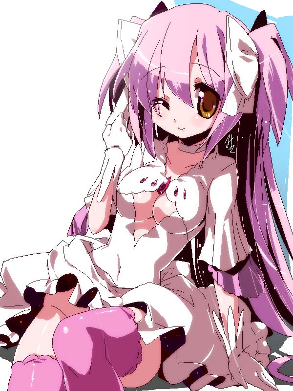 kaname madoka and ultimate madoka (mahou shoujo madoka magica) drawn by miuku_(marine_sapphire)