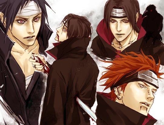 uchiha sasuke, uchiha itachi, pain, and yahiko (naruto and 1 more) drawn by lily_(artist)