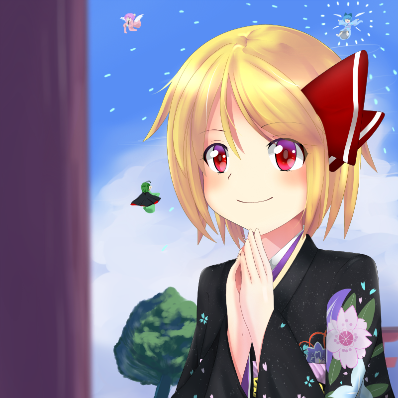 cirno, rumia, mystia lorelei, and wriggle nightbug (touhou) drawn by yabu_q