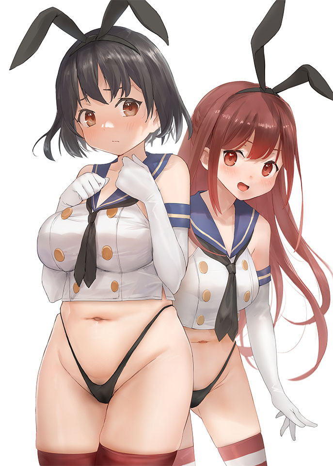 shimakaze, haguro, and kamikaze (kantai collection) drawn by toka_(marchlizard)