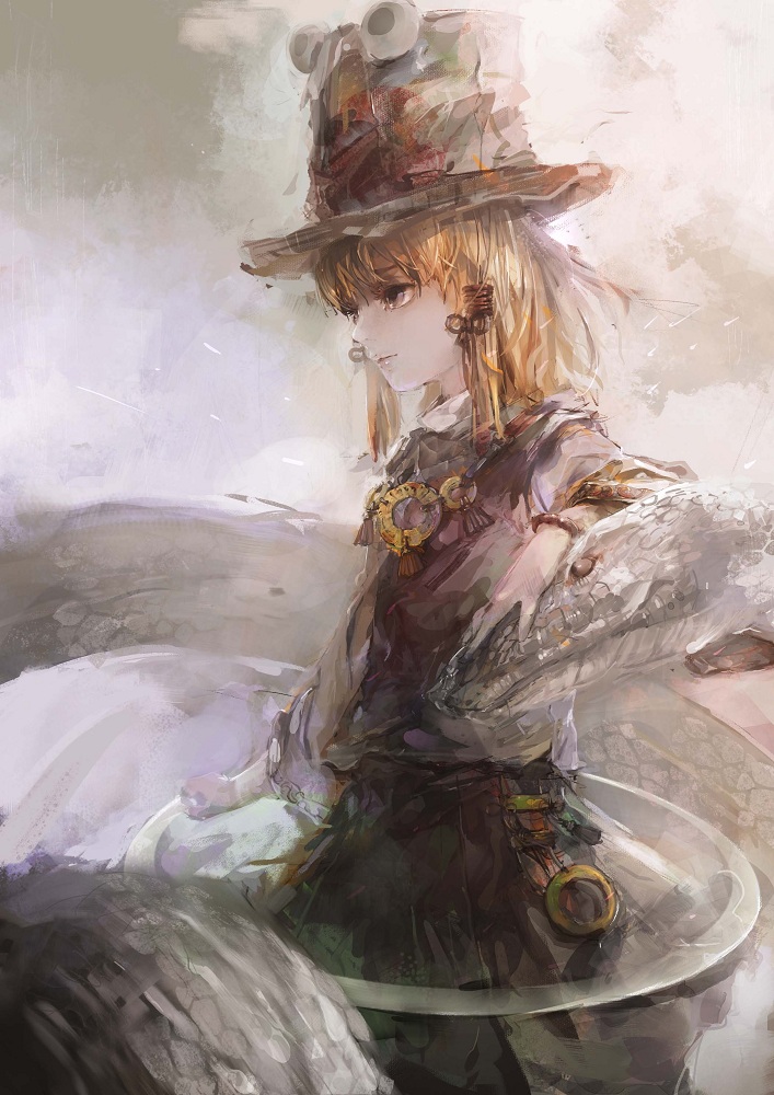 moriya suwako and mishaguji (touhou) drawn by relax_(artist)