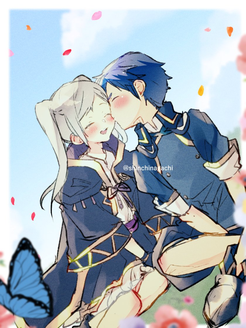 female robin and chrom (fire emblem and 2 more) drawn by nishimura_(shinchinagachi)