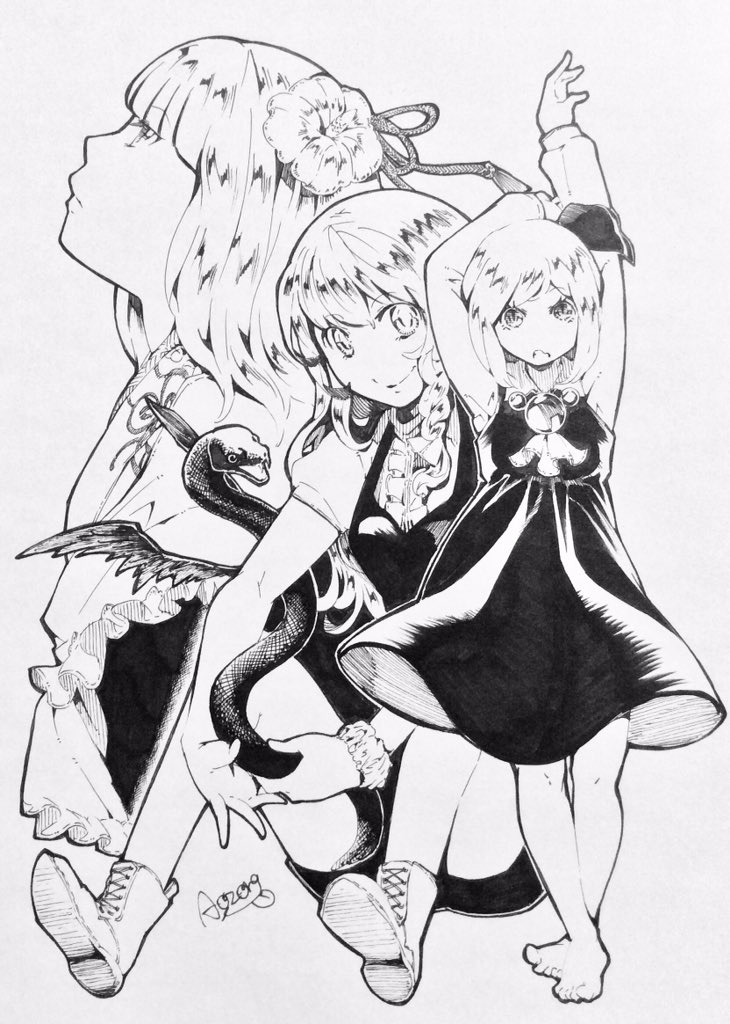 kirisame marisa, rumia, and hieda no akyuu (touhou) drawn by aozora_taf