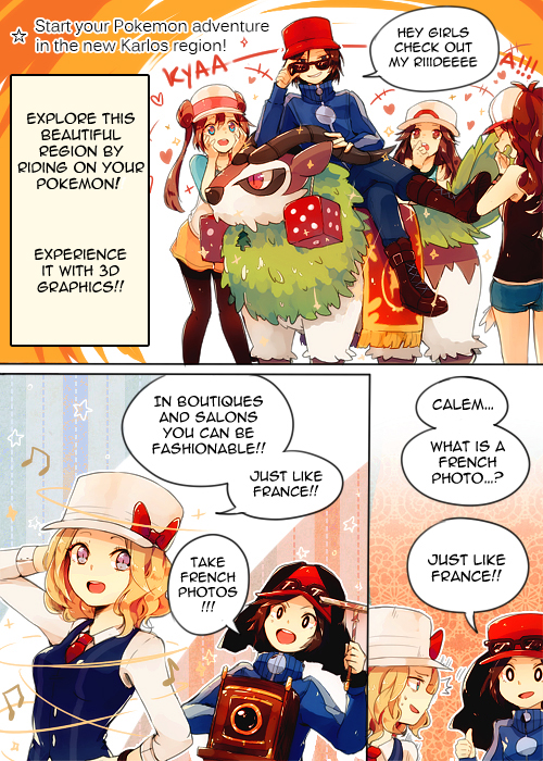 rosa, hilda, serena, leaf, calem, and 1 more (pokemon and 4 more) drawn by shiu_(pika)