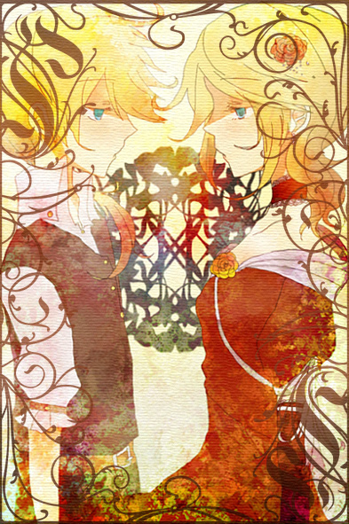 kagamine rin, kagamine len, riliane lucifen d'autriche, and allen avadonia (vocaloid and 2 more) drawn by shigure_wasa