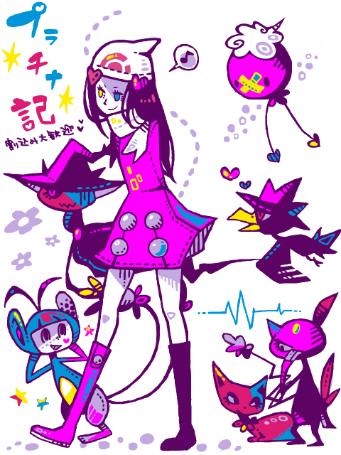 dawn, drifloon, mismagius, sneasel, murkrow, and 2 more (pokemon and 2 more) drawn by ny@co