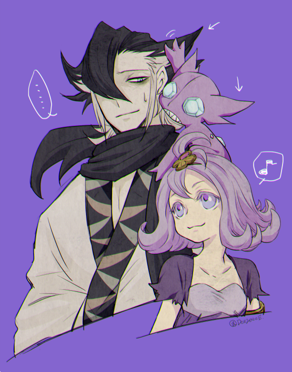 acerola, grimsley, and sableye (pokemon and 1 more) drawn by dee20eee